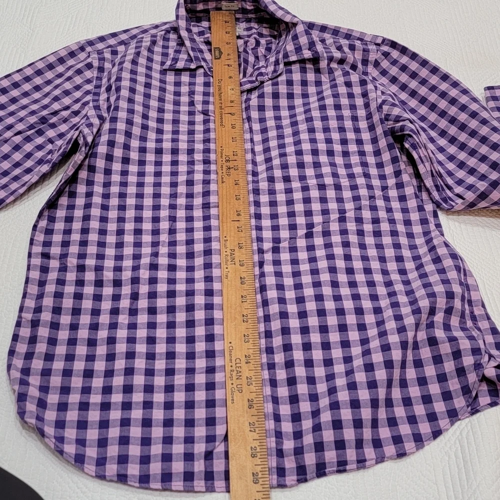J. CREW Large button down. Purple‎ gingham.